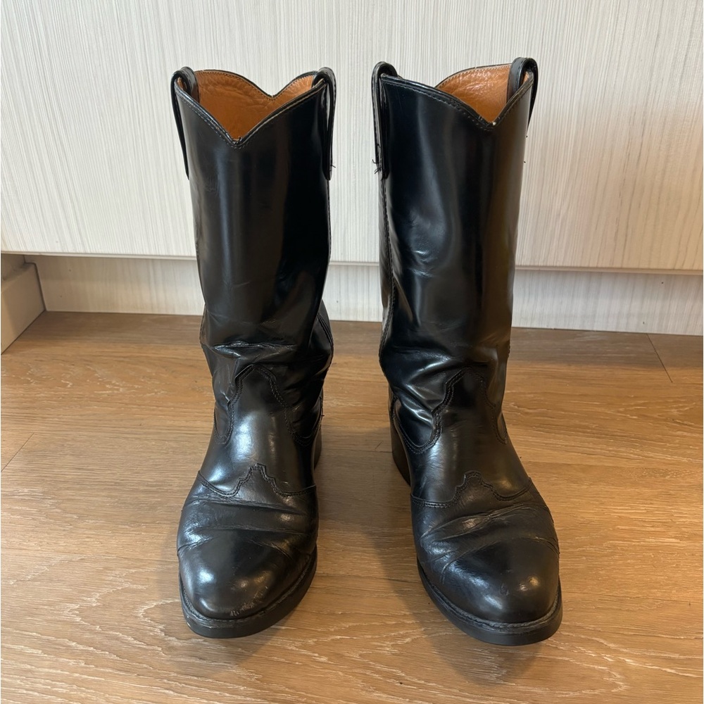 Classic Black Leather Western Boots - Women's